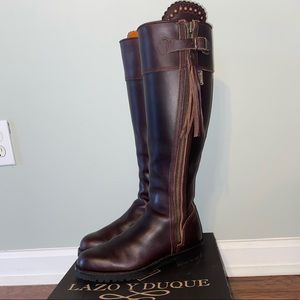 Long tassel leather riding boot
